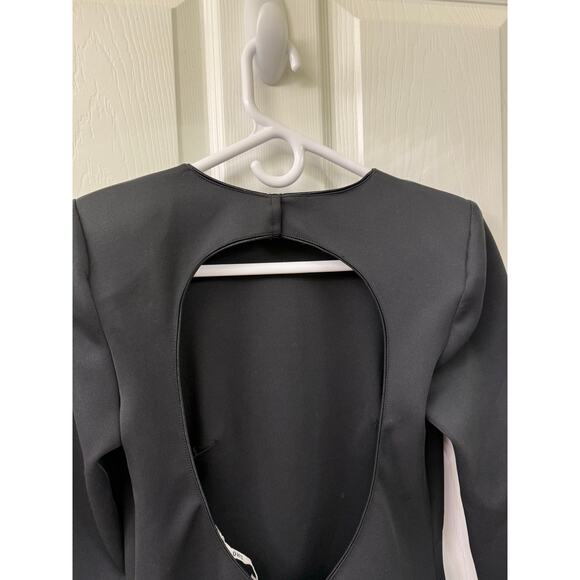 SHO Tadashi Shoji LOREN NEOPRENE MINI DRESS Black silver sequence slit S NWOT - Picture 6 of 15